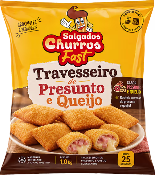 Travesseiro Presunto e Queijo congelada artesanal para festas